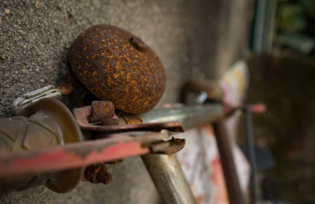 Rusty vintage bike parked street