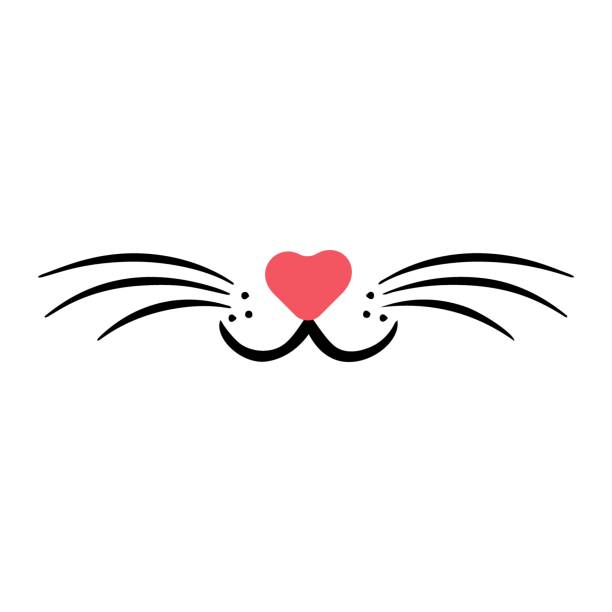 Vector flat cat nose Vector flat cat nose isolated on a white background. Notebook cover, T-shirt, greeting card print, cups. cat muzzle meowing cartoon stock illustrations