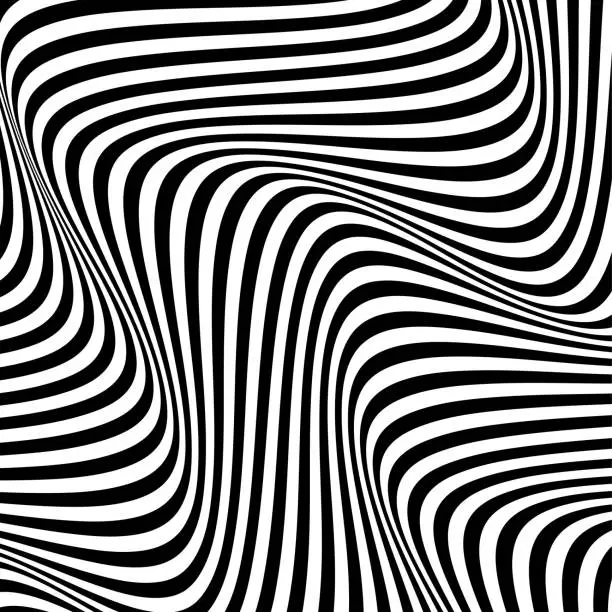 Vector illustration of Abstract op art texture with wavy stripes