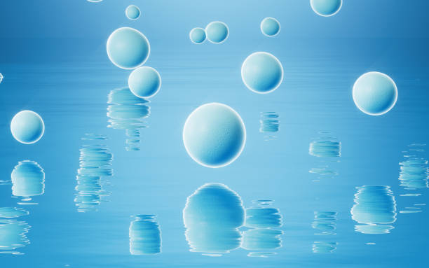 istock Lots of dissociative blue cells on the water, 3d rendering. 1405752943