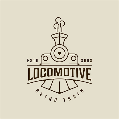 locomotive line art symbol vector simple minimalist illustration template icon graphic design. retro or vintage train sign or symbol for transportation with typography concept