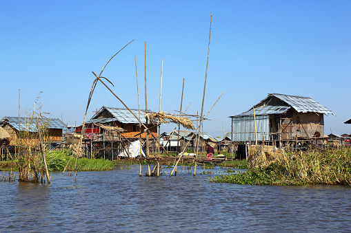 Stilted houses in village on Inle lake, Myanmar (Burma)