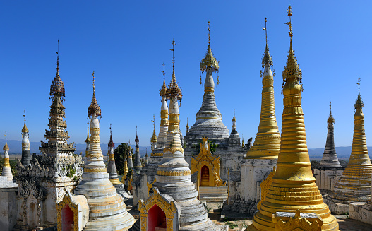 Shwe Inn Thein Paya temple complex near Inle Lake in central Myanmar (Burma)