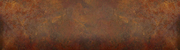 rusty grunge dark metal corten steel wall texture background banner panorama - rusty imagens e fotografias de stock