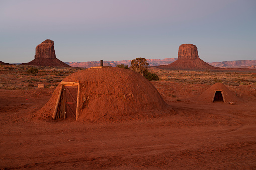 Hogan hut, traditional Navajo tribe home in Monument Valley, Arizona, United States