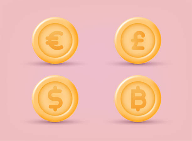 istock Set of icon coins. Currency exchange, finance and investment concept. 3D Web Vector Illustrations. 1405760445