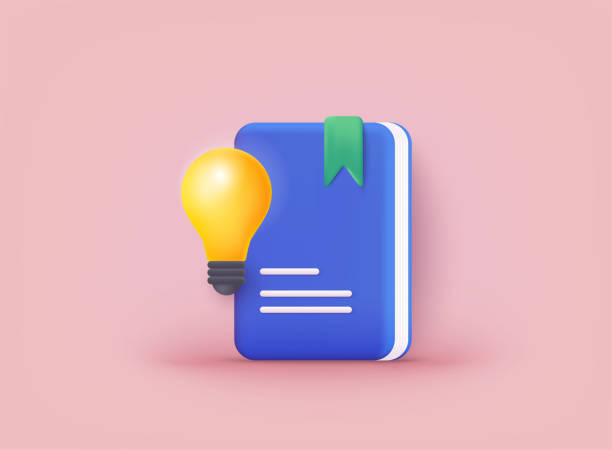 istock Book with idea bulb above. Getting smart and intelligent from reading books concept. 3D Web Vector Illustrations. 1405760489