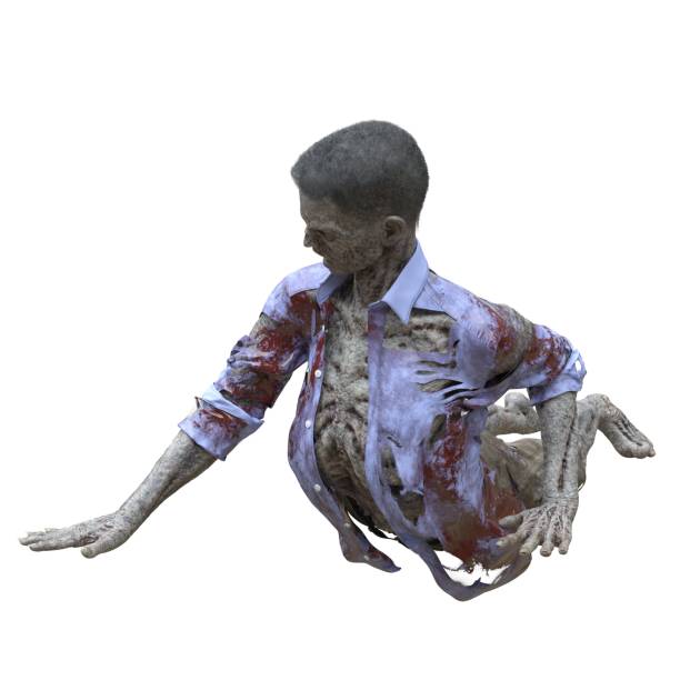 istock Zombie male isolated white background 3d illustration 1405764137
