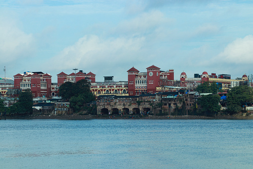 in the bank of river Ganges of Howrah, the Howrah station can be seen
