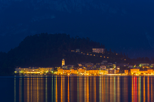 The village of Bellagio, on Lake Como, on a summer night.