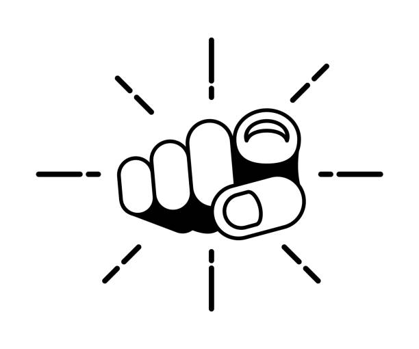 Index finger pointing at you. We want you concept. Vintage sunburst effect. Linear icon. Human hand gesturing towards you. Recruit poster design element. Vote. Vector illustration, flat, clip art. uncle sam vote stock illustrations