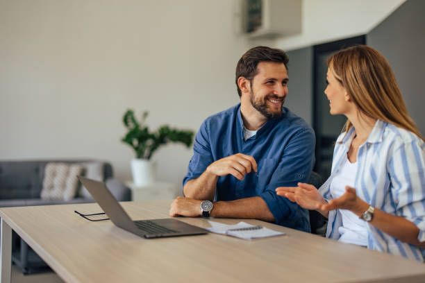 istock Smiling people, talking to each other, working together. 1405776433