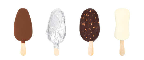 istock Set with different delicious glazed ice creams on white background. Banner design 1405780947