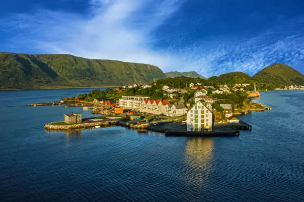 Panoramic view on town Alesund, Norway.