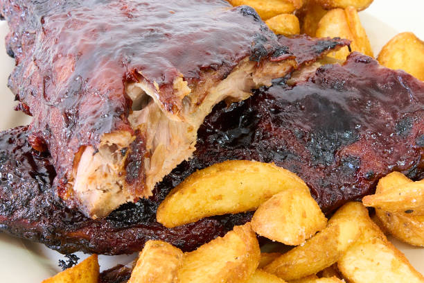 Directly above view of ribs and potatoes, Nikon Z7