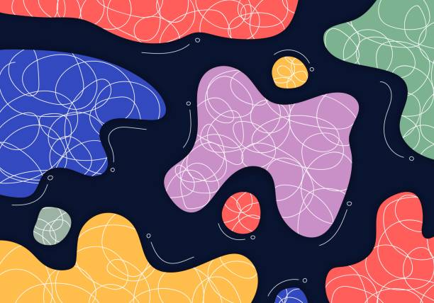 istock Abstract doodle colorful template design decorative. Overlapping style of hand drawing color background. 1405783933