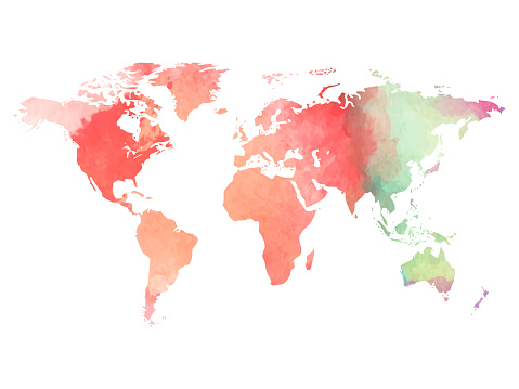 Map of the world in watercolor effect