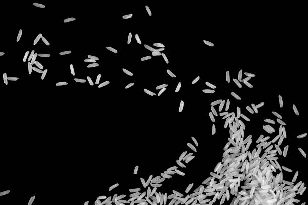 istock Pile of raw white rice. Floating. 1405786306