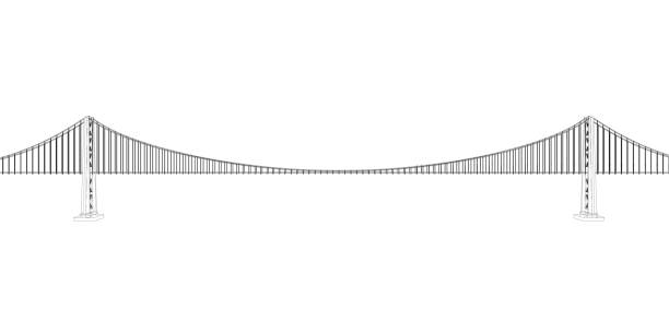 istock Outline of a large detailed bridge with lanterns. Side view. 3D. Vector illustration. 1405787303