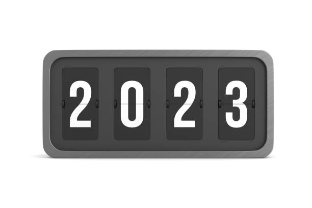 istock Flip black scoreboard 2023 on white background. Isolated 3D illustration 1405787674