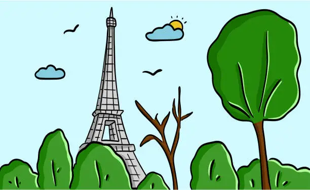 Vector illustration of Eiffel Tower in Paris