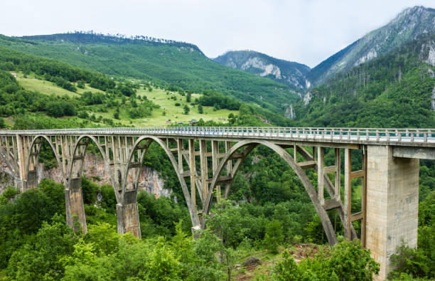 istock Mountain landscape, Montenegro. Durdevica Tara arc bridge in the mountains 1405790400
