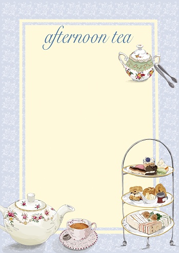 Afternoon tea invitation. Vintage style vector