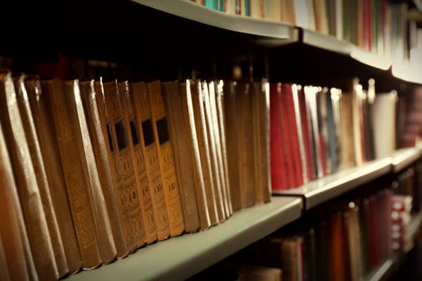 istock Collection of different books on shelf in library 1405790686