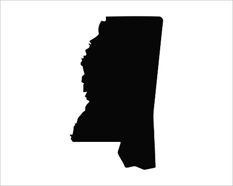 Mississippi state map. US state map. Mississippi silhouette symbol. Vector illustration