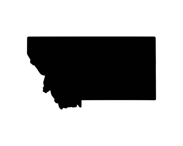 illustrations, cliparts, dessins animés et icônes de carte de l’état américain. symbole de la silhouette du montana. illustration vectorielle - montana