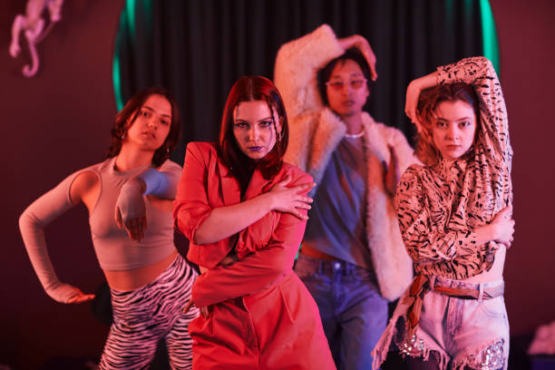 istock Dance Crew in Red Neon Club 1405791527