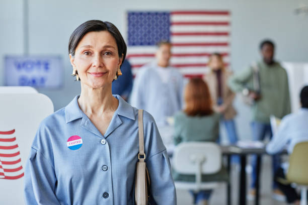 istock Elegant Woman in Voting Station 1405791630