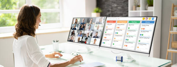 istock Online Remote Video Conference Webinar Scrum Meeting 1405791910