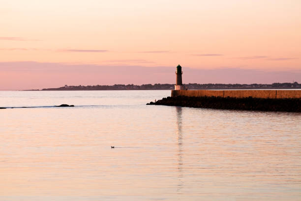 Sunset on Le Croisic jetty - France stock photo