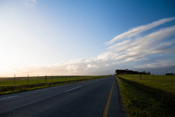 Tar road with clouds and blue skies