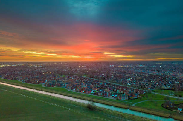 Spalding Lincolnshire, Aerial sunrise