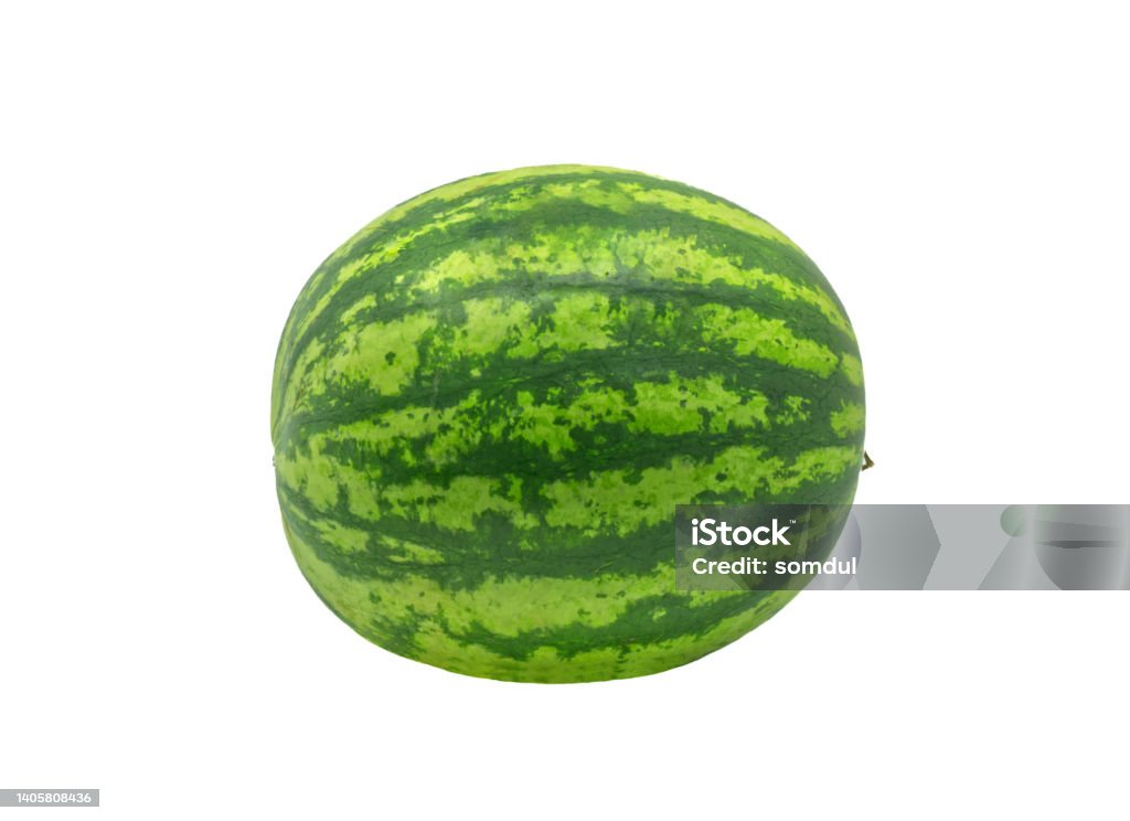 The whole body of fresh watermelon The whole body of fresh watermelon, side view, isolated the whole watermelon on white background. Watermelon Stock Photo
