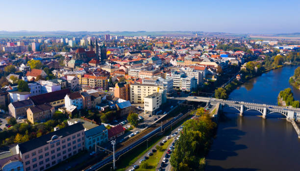 istock Flight over the city Kolin and Laba river 1405810059