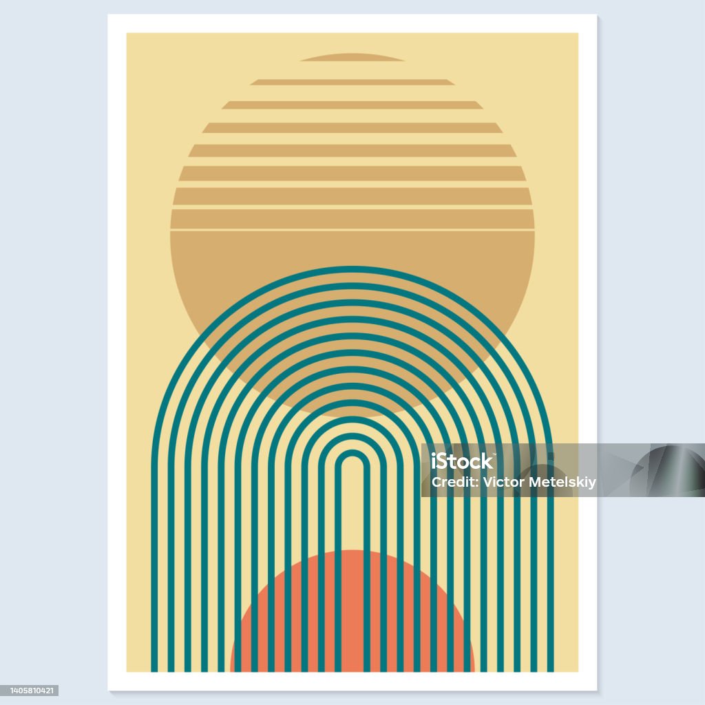 Nghệ Thuật Hình Học Trừu Tượng Với Vòm Và Vòng Tròn Nền Boho Hiện ...