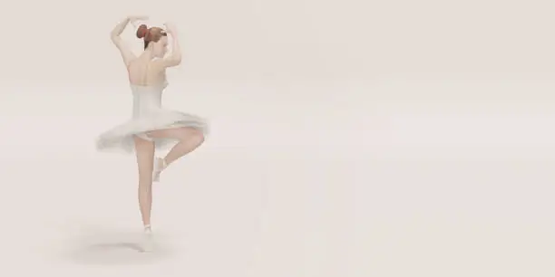 Photo of ballet dancer Female model dancing on pastel color scene 3D illustration