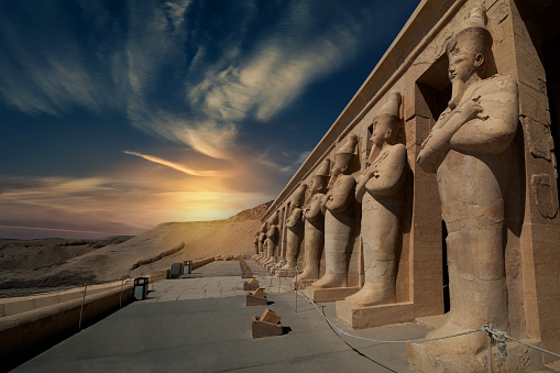 Columns in the ruins of Luxor (Thebes) Temple, Egypt