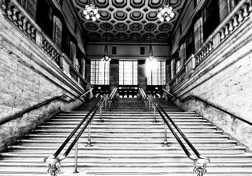 Staircase, Union Station - Chicago, Illinois, USA.