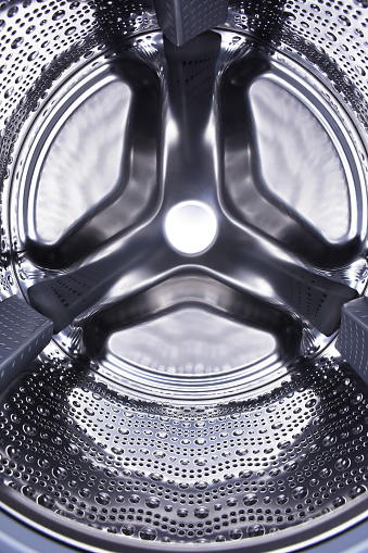 Inside view of washing machine steel drum