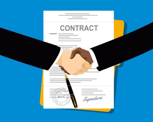 Contract agreement  flat business illustration vector Contract agreement  flat business illustration vector treaty stock illustrations