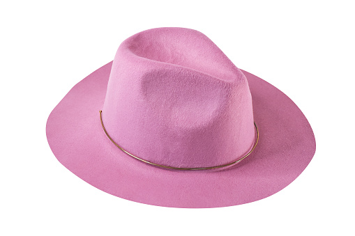 Pink color women's hat isolated on the white background with clipping path