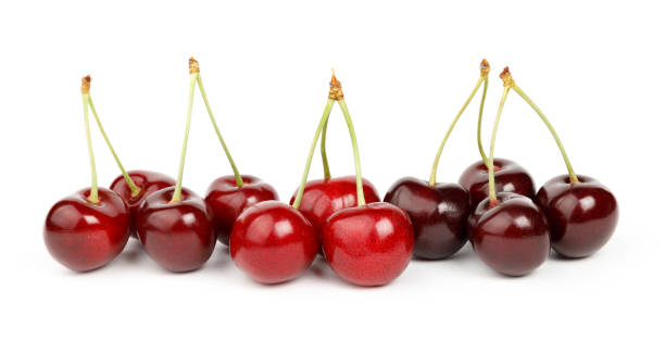 istock Ripe sweet red cherry isolated on white background. 1405833216