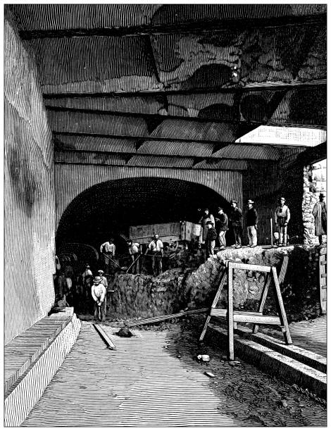 istock Antique illustration: Railway construction and improvement, Ligne D'Orleans, Pont Sully 1405836909