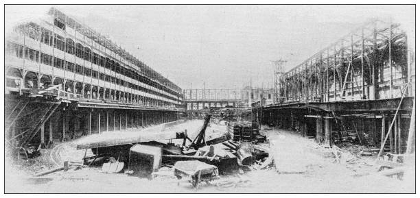 Antique photo: Railway construction and improvement, Ligne D'Orleans, Quai D'Orsay
