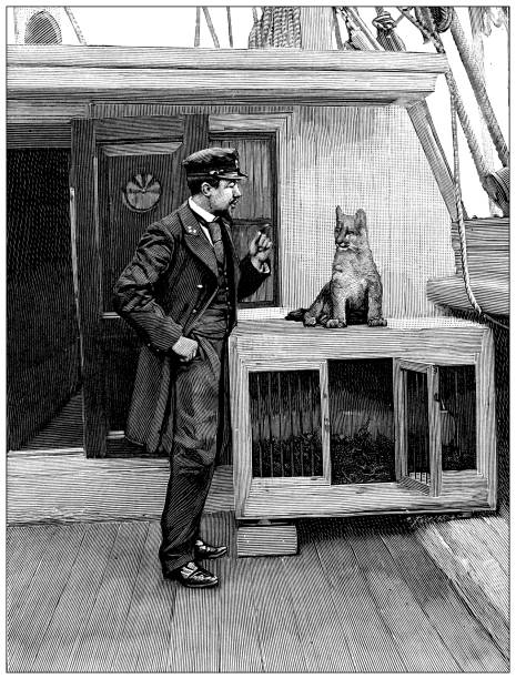 Antique illustration: Belgian South Pole expedition return, ship "Belgica", Commander Lecointe and his lioness Antique illustration: Belgian South Pole expedition return, ship "Belgica", Commander Lecointe and his lioness south pole stock illustrations