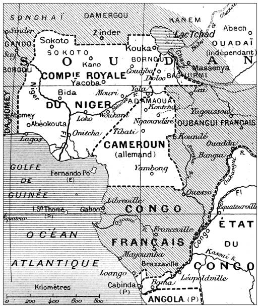 Antique illustration: Map of central Africa Antique illustration: Map of central Africa niger state stock illustrations